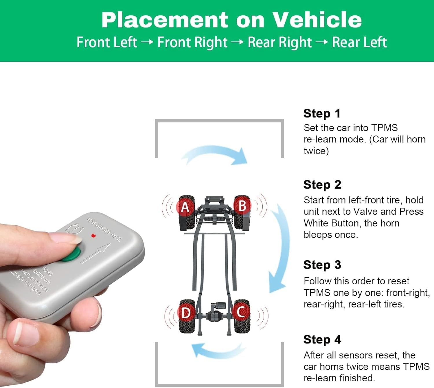 VXDAS TPMS19 Reset Tool for Ford, Lincoln & Mercury Easy Sensor Relearn - Image 4