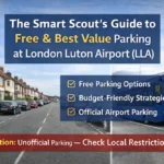 Residential street near London Luton Airport showing potential unofficial parking area