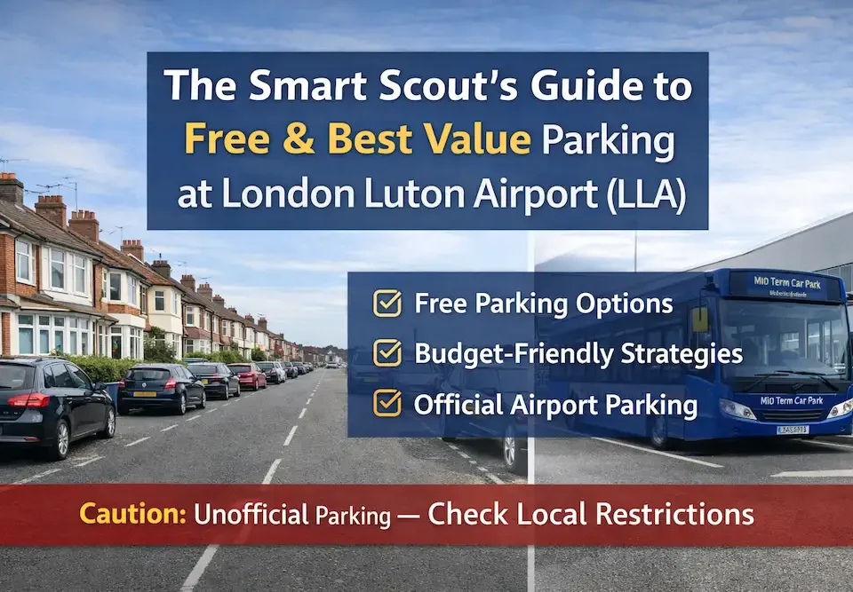 Residential street near London Luton Airport showing potential unofficial parking area